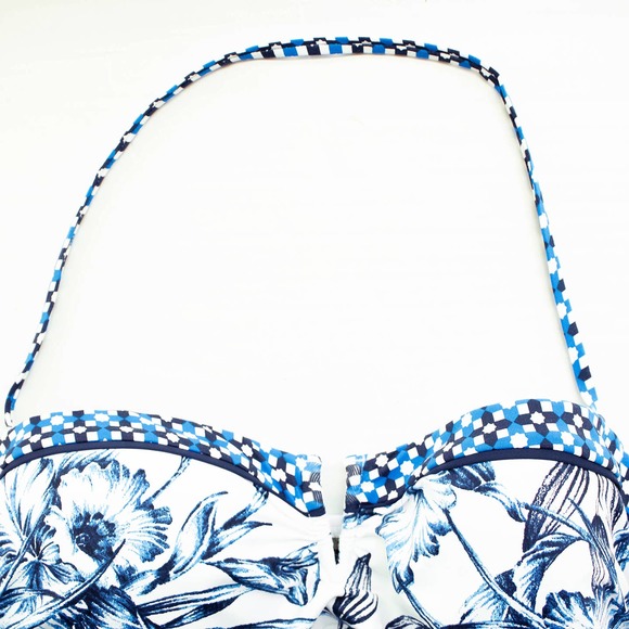 Tommy Bahama White Floral Print Halter Tankini Swim Top - Picture 3 of 5